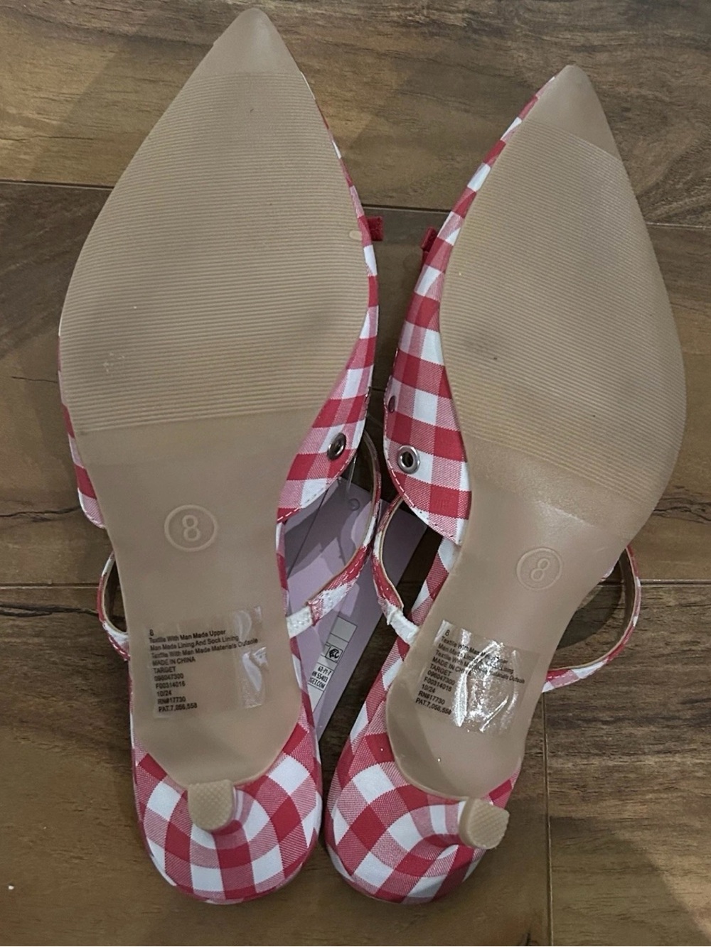 wild fable Red and White Gingham Pointed-Toe Slip-On Flats - Picture 6 of 6
